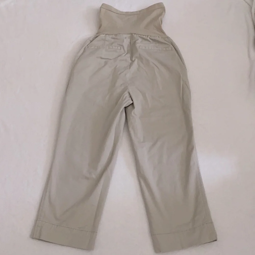 Oh Baby by Motherhood | Maternity Stretch Cotton Full Panel Capri Pants Khaki S - Picture 9 of 16
